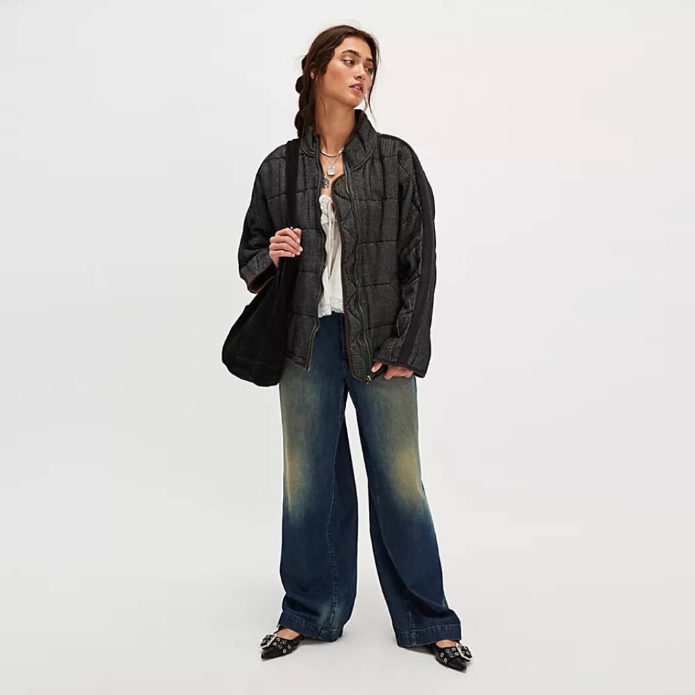 Free People Dolman Quilted Textured Denim Jacket NWT - Picture 5 of 9